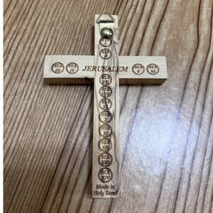Olive Wood Jerusalem Cross Handmade Holy Land Stations of the Cross Hanging Wall